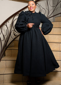 KGOSATSANA THE DRESS  IN BLACK (FLARED)