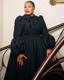 KGOSATSANA THE DRESS  IN BLACK (FLARED)