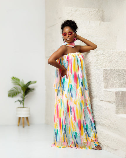 NKOSAZANA THE MAXI DRESS (PAINT BRUSH PRINT)