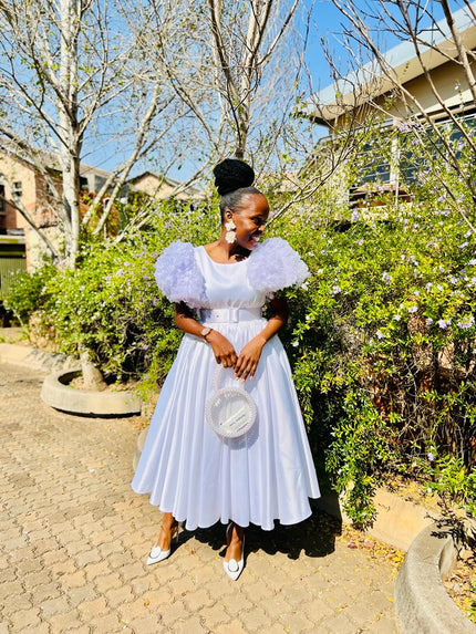 Mohwaduba In White Tea Length - BMashilo Designs