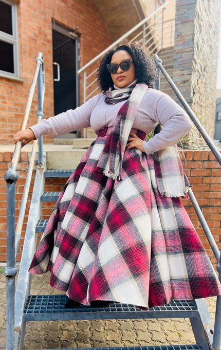 Motswapuleng The Skirt In Maroon (Tea Length) - BMashilo Designs
