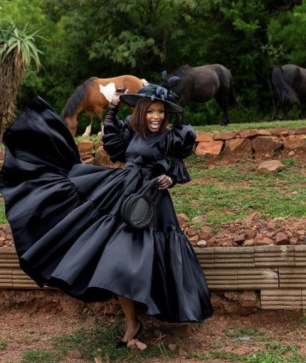 Tshimologo The Dress In Black Tea Length