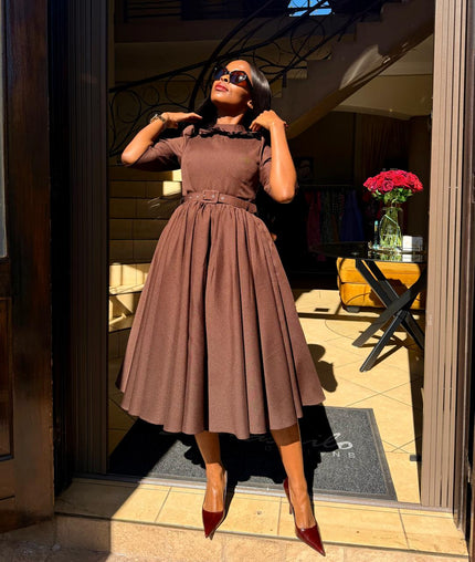 MORATIWA THE DRESS IN BROWN