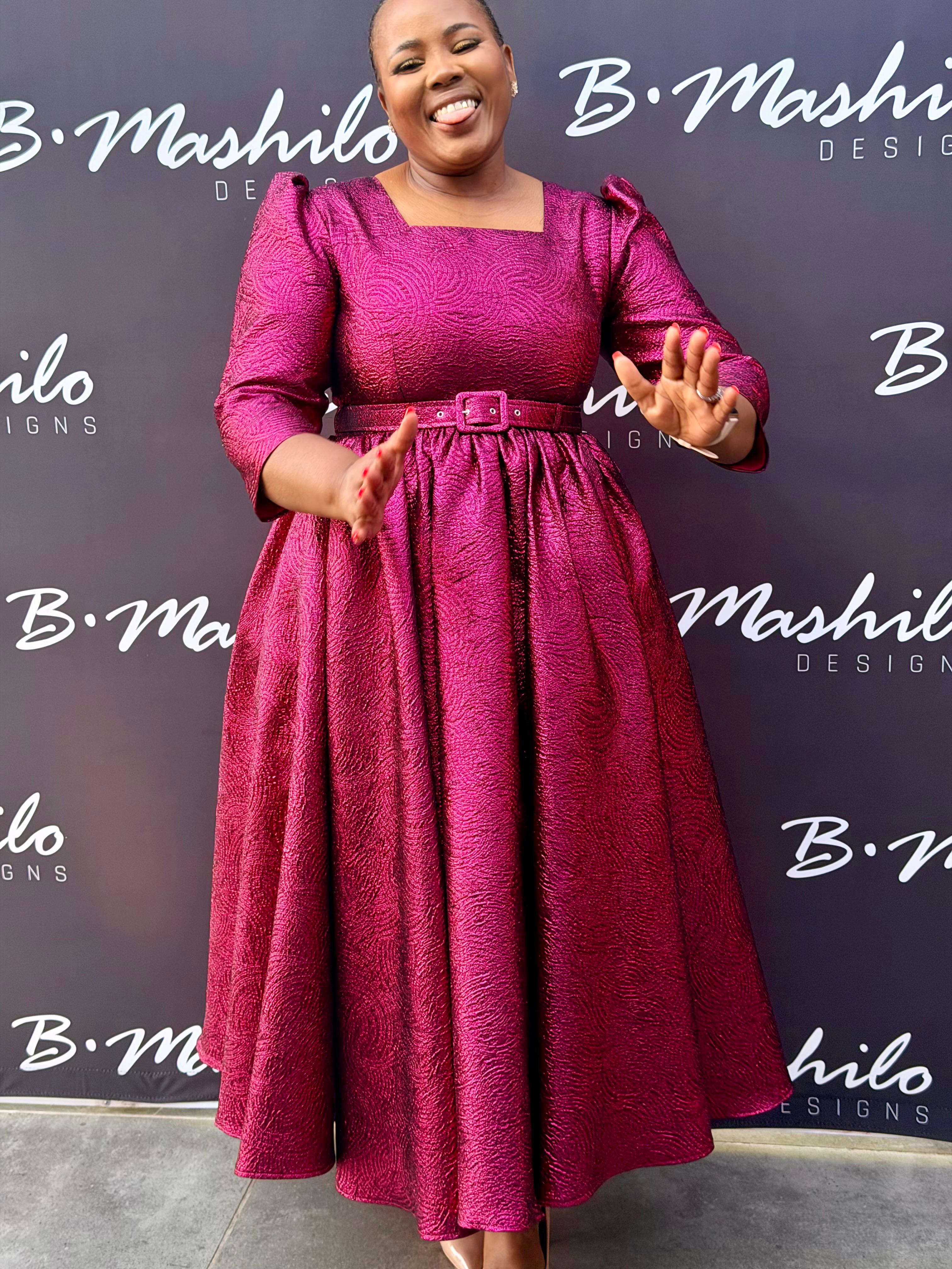MAPHUPHO THE DRESS IN PINK BROCADE