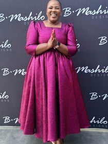 MAPHUPHO THE DRESS IN PINK BROCADE