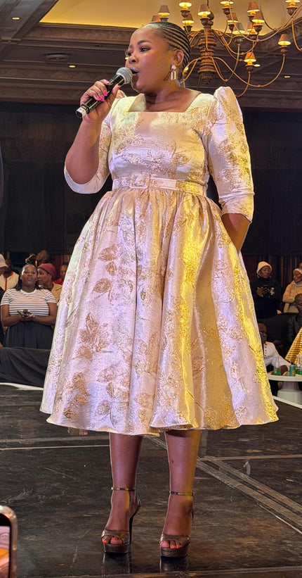 MAPHUPHO THE DRESS IN GOLD BROCADE