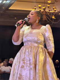 MAPHUPHO THE DRESS IN GOLD BROCADE