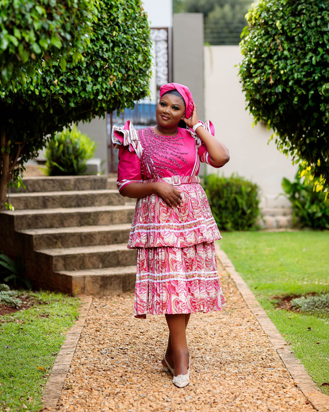 TLADI THE PLEATED DRESS IN PINK (TWO-STEP)