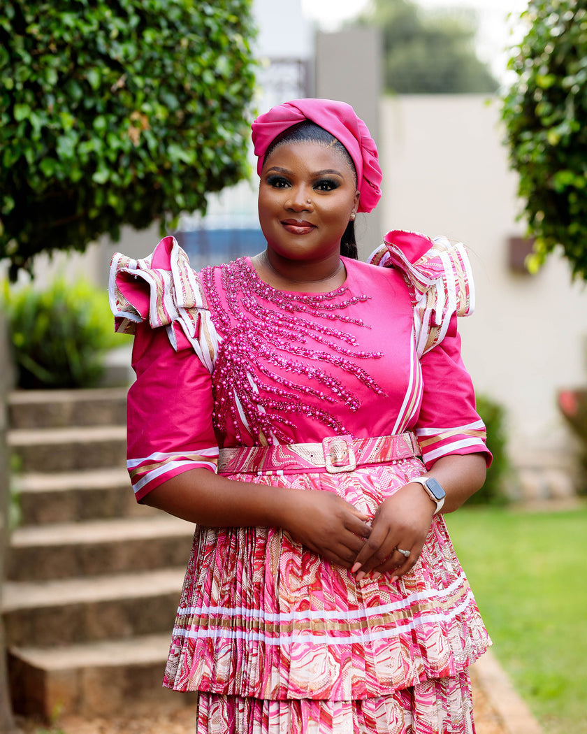 TLADI THE PLEATED DRESS IN PINK (TWO-STEP)