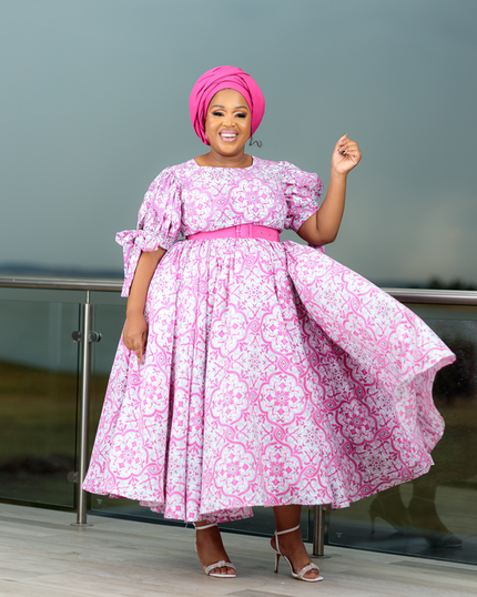 Motlalepule In Pink Tea Length